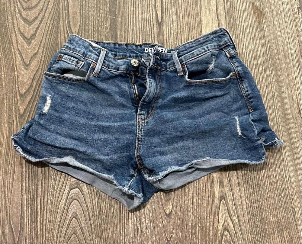 Denizen from Levis Womens Denim Shorts High Rise Denim Distressed Blue Size S